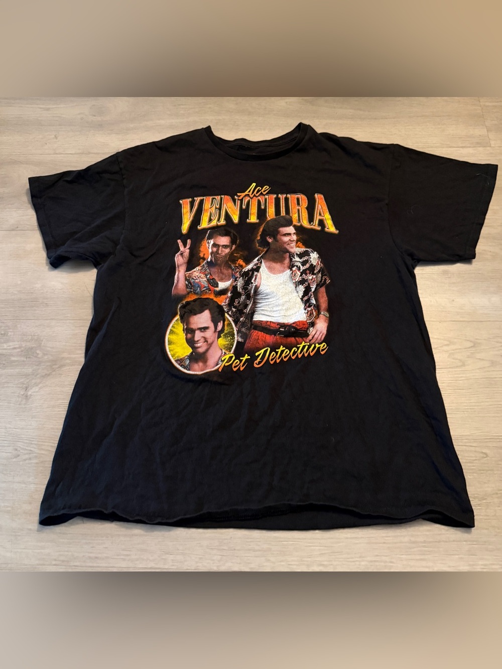 Ace Ventura Pet Detective Mens Black Graphic T-Shirt Jim Carrey Movie Tee Sz XL